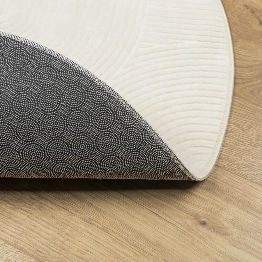Tapis IZA poils courts style scandinave crème Ø 100 cm - 5