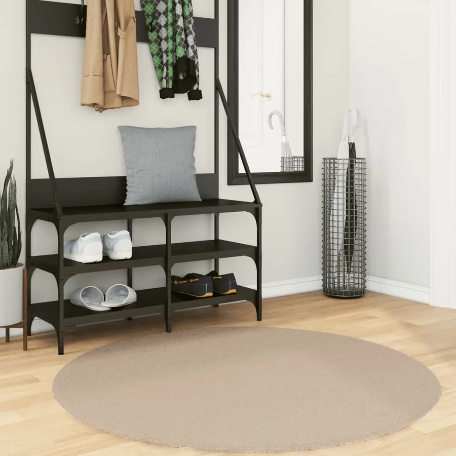 Tapis HUARTE à poils courts doux et lavable sable Ø 120 cm