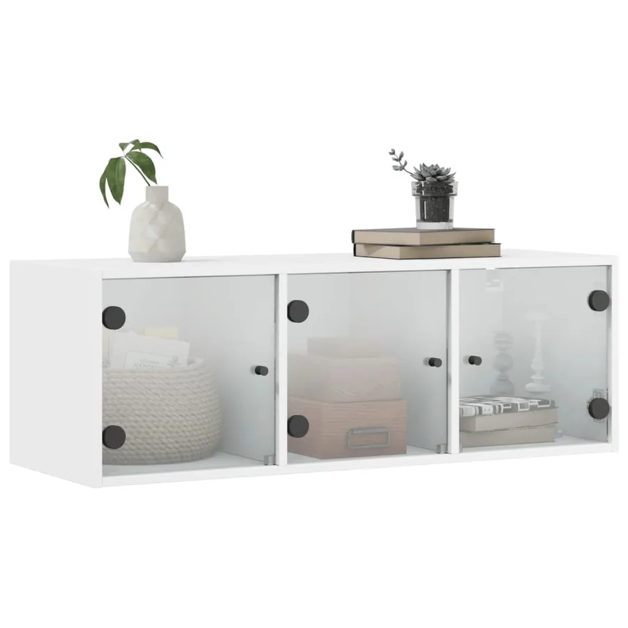 Armoire murale avec portes en verre blanc 102x37x35 cm - 4