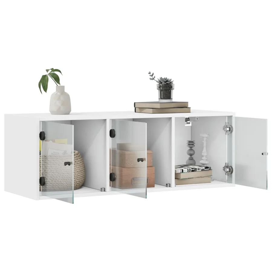 Armoire murale avec portes en verre blanc 102x37x35 cm - 5