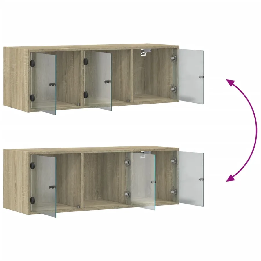 Armoire murale avec portes en verre chêne sonoma 102x37x35 cm - 11