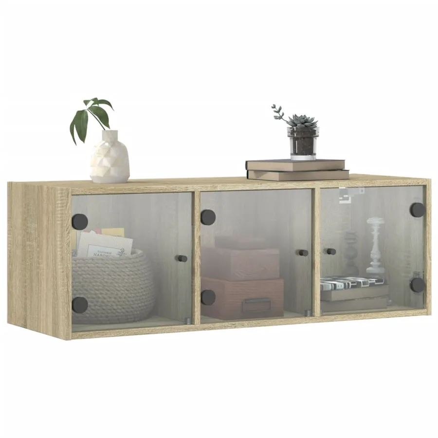 Armoire murale avec portes en verre chêne sonoma 102x37x35 cm - 4