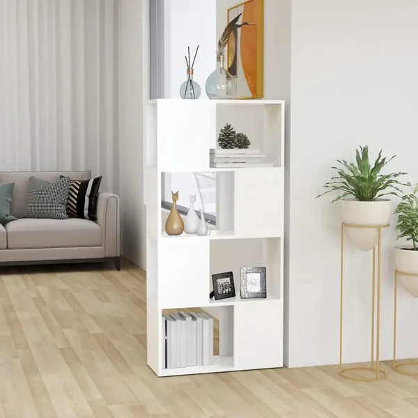 Bibliothèque/Séparateur de pièce blanc bois d'ingénierie