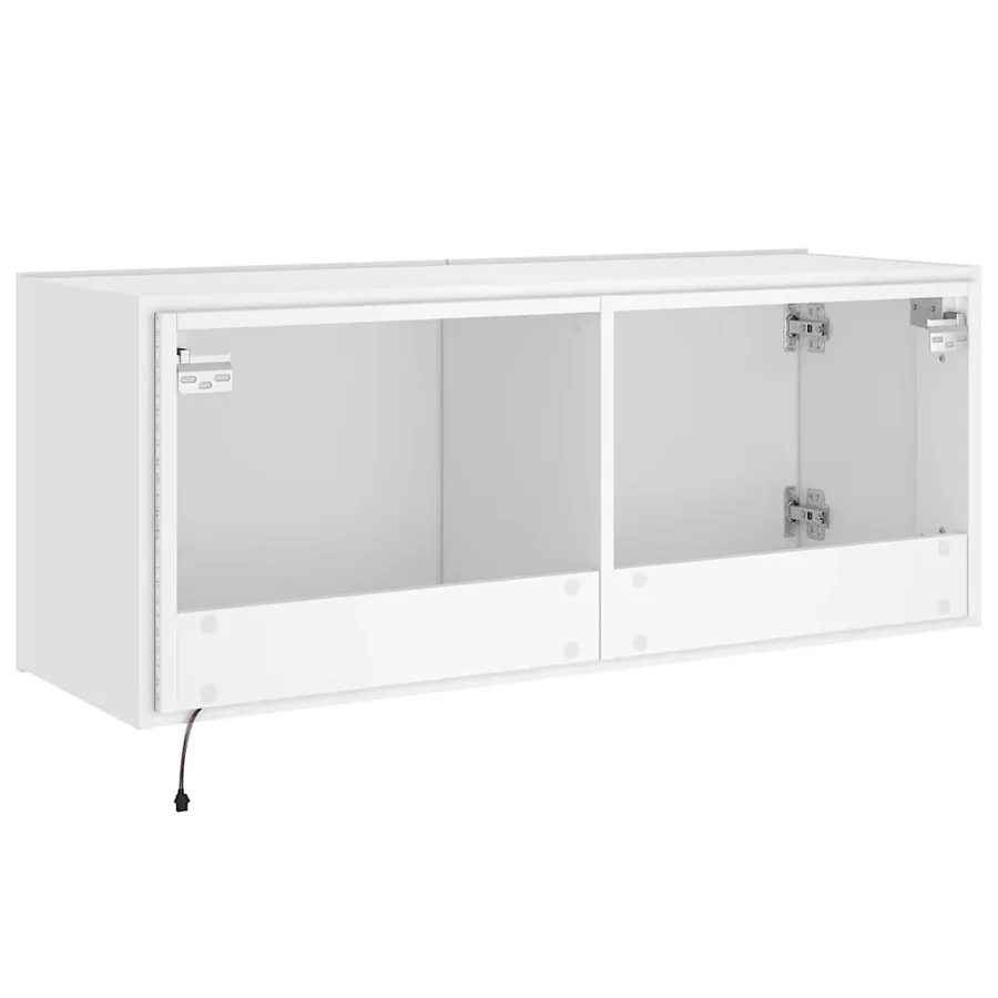 Meuble TV mural avec lumières LED blanc 100x35x41 cm - 11