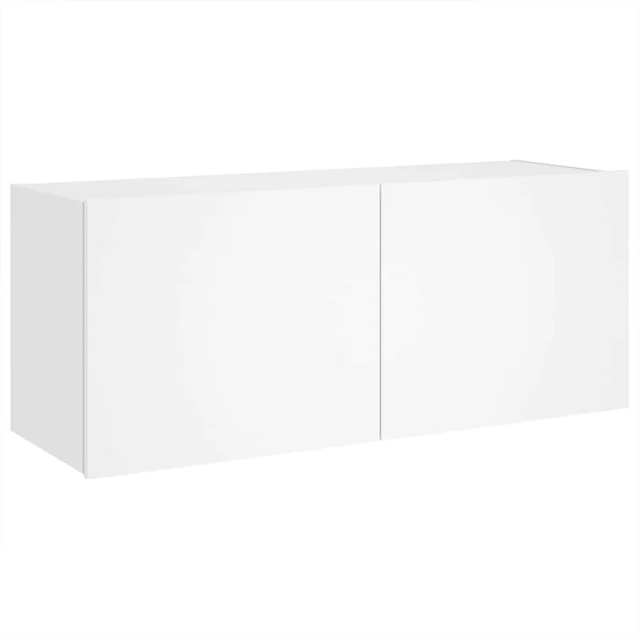 Meuble TV mural avec lumières LED blanc 100x35x41 cm - 3