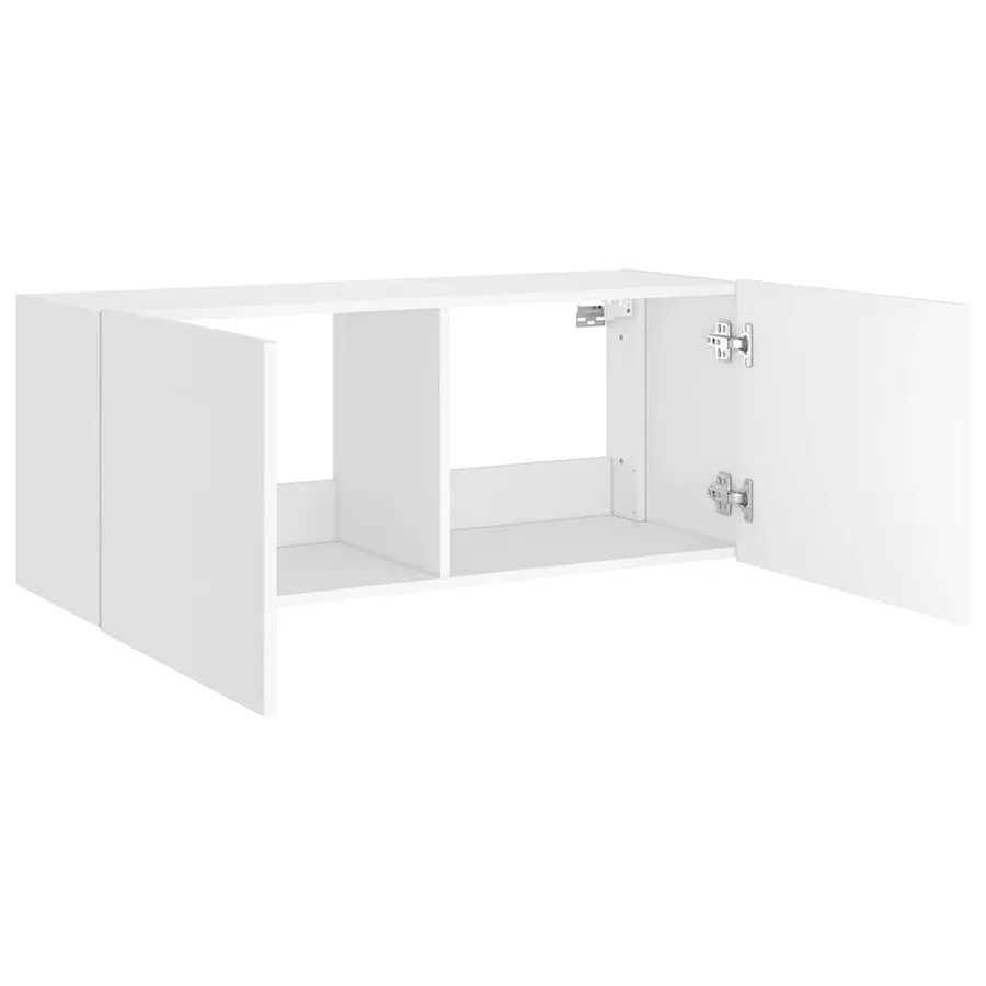 Meuble TV mural avec lumières LED blanc 100x35x41 cm - 8