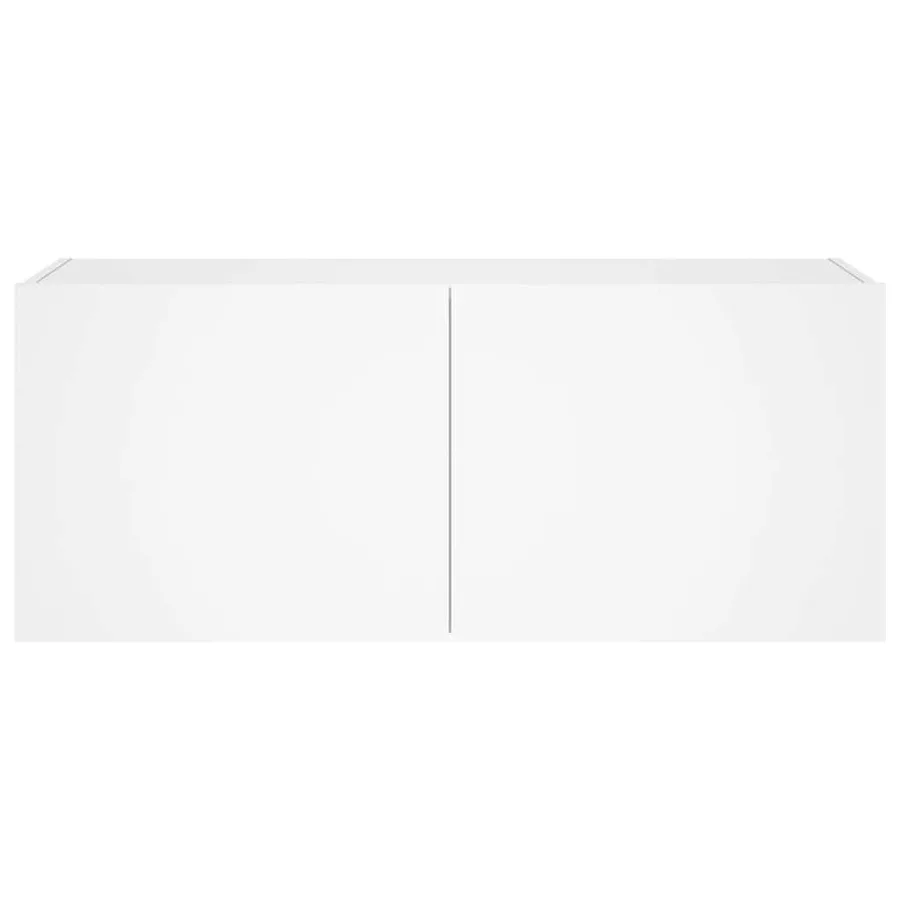 Meuble TV mural avec lumières LED blanc 100x35x41 cm - 9
