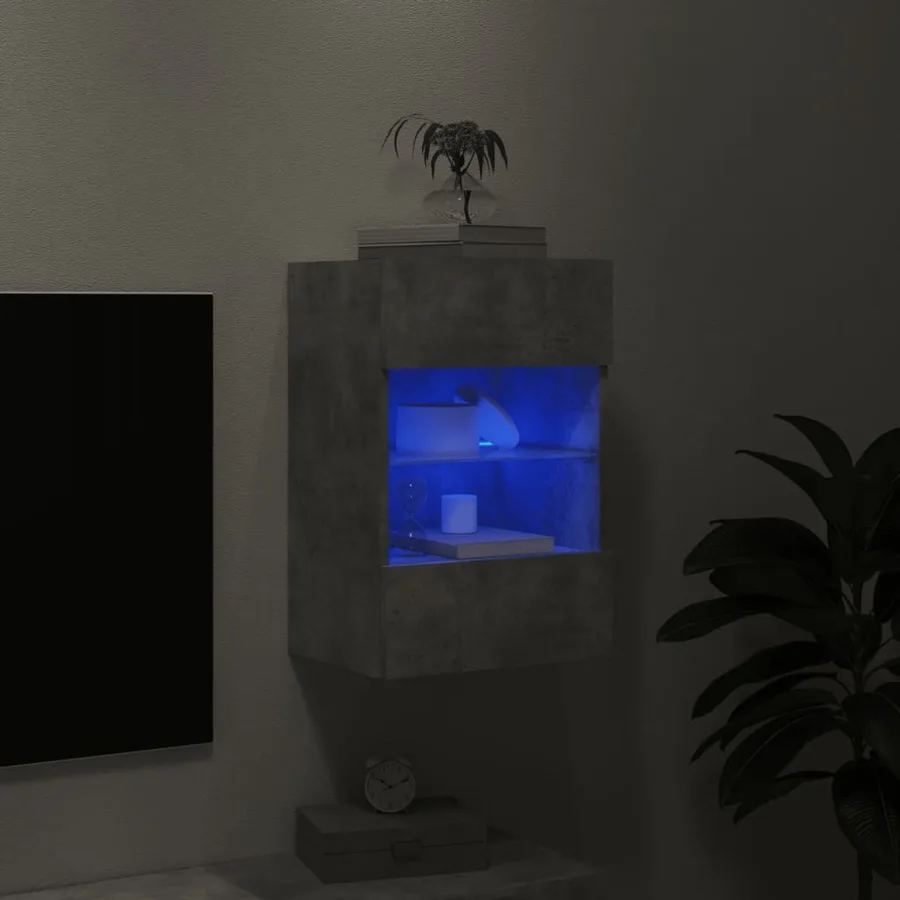 Meuble TV mural avec lumières LED gris béton 40x30x60,5 cm - 3