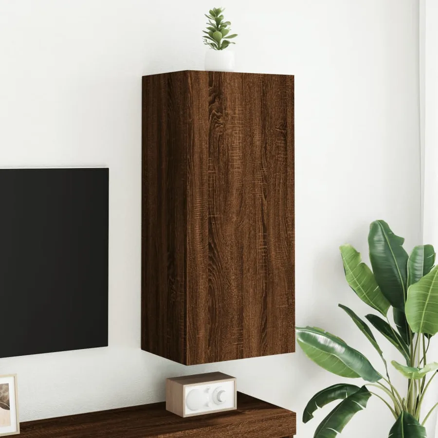Meuble TV mural chêne marron 40,5x30x90 cm bois d'ingénierie - 3