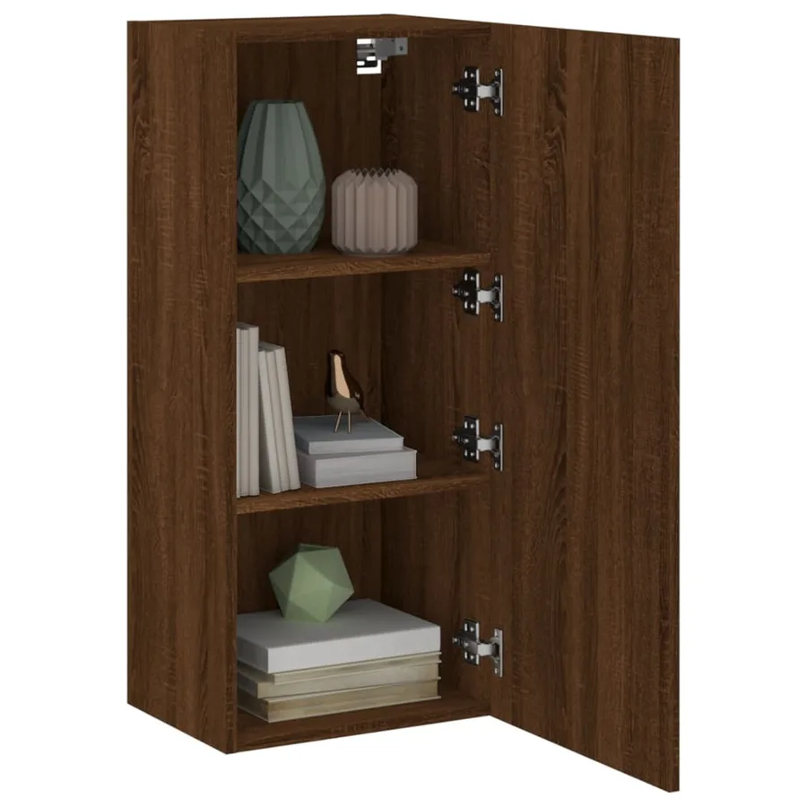 Meuble TV mural chêne marron 40,5x30x90 cm bois d'ingénierie - 5