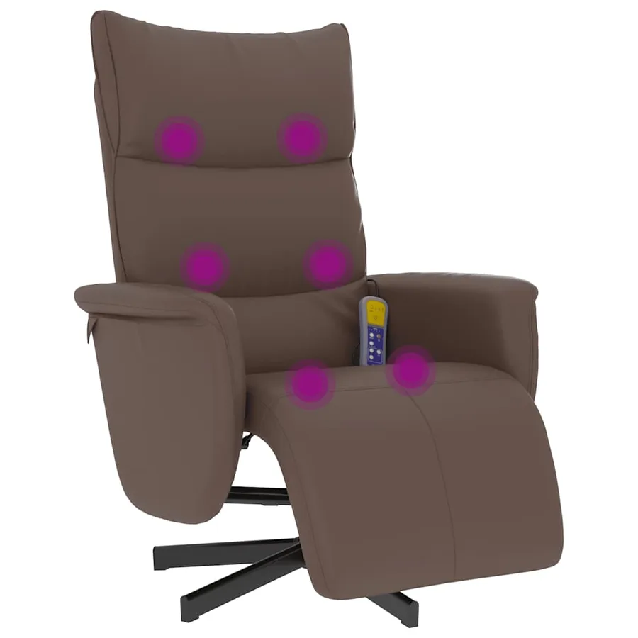 Fauteuil inclinable de massage repose-pieds marron similicuir - 2