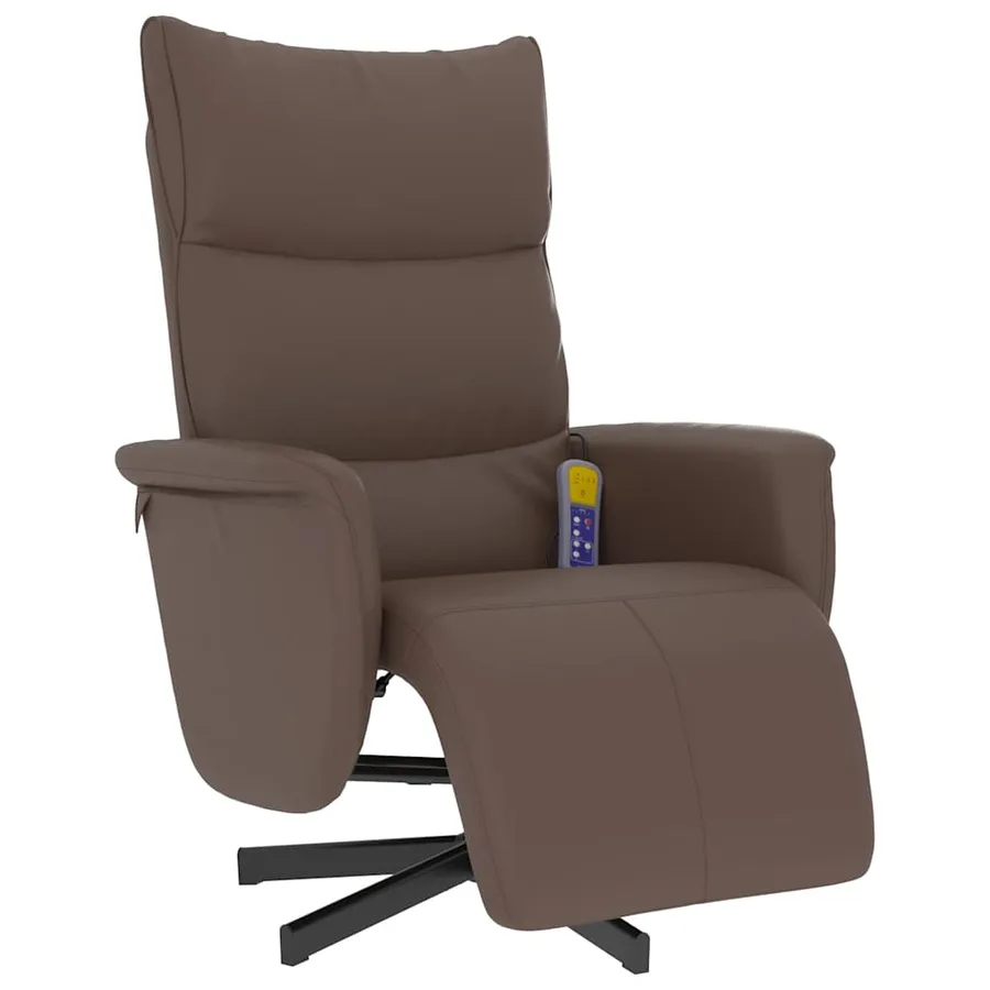 Fauteuil inclinable de massage repose-pieds marron similicuir - 3