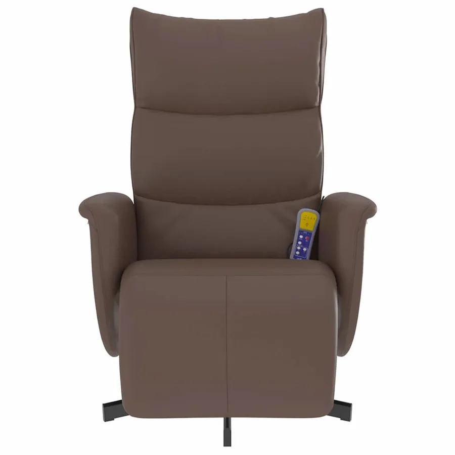 Fauteuil inclinable de massage repose-pieds marron similicuir - 4