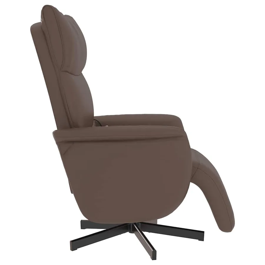 Fauteuil inclinable de massage repose-pieds marron similicuir - 5
