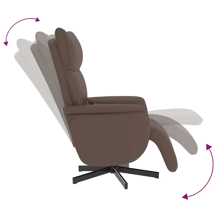 Fauteuil inclinable de massage repose-pieds marron similicuir - 7