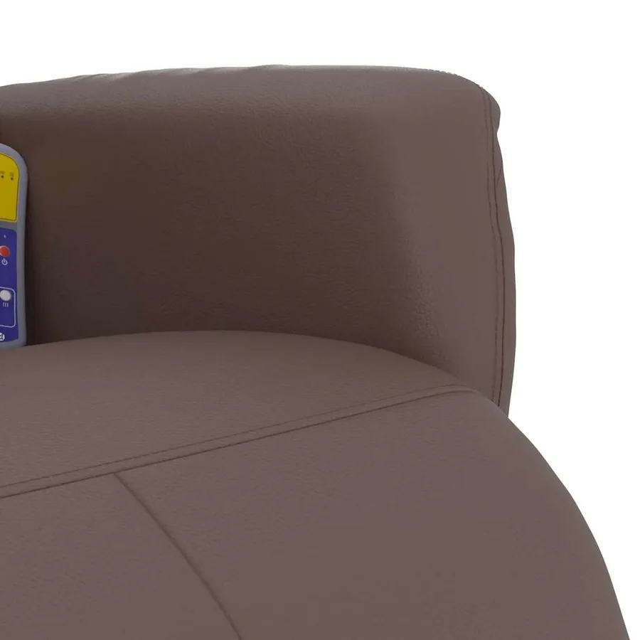 Fauteuil inclinable de massage repose-pieds marron similicuir - 8