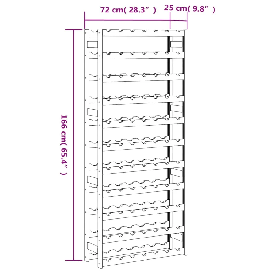 Casier à bouteilles pour 77 bouteilles gris bois pin solide - 7