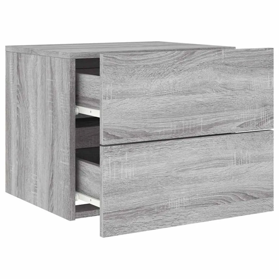 Tables de chevet murales avec lumières LED 2 pcs sonoma gris - 7