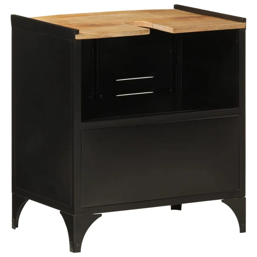 Armoire de lavabo de salle de bain fer et bois de manguier - 5