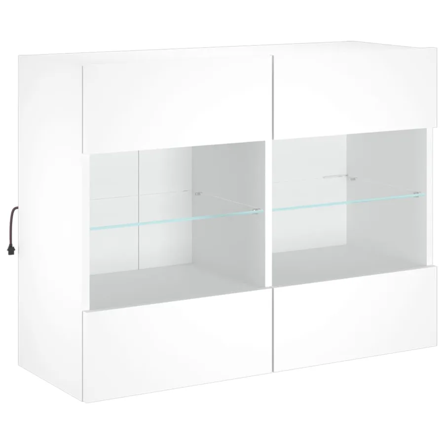 Meuble TV mural avec lumières LED blanc 78,5x30x60,5 cm - 5