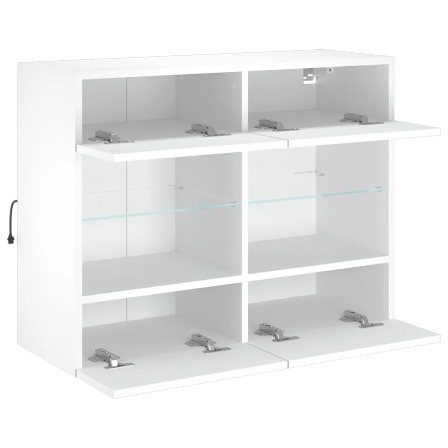 Meuble TV mural avec lumières LED blanc 78,5x30x60,5 cm - 7
