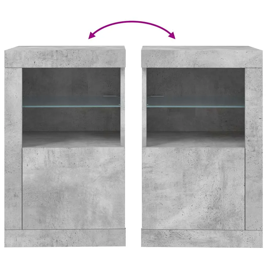 Armoire latérale avec lumières LED gris béton bois d'ingénierie - 10