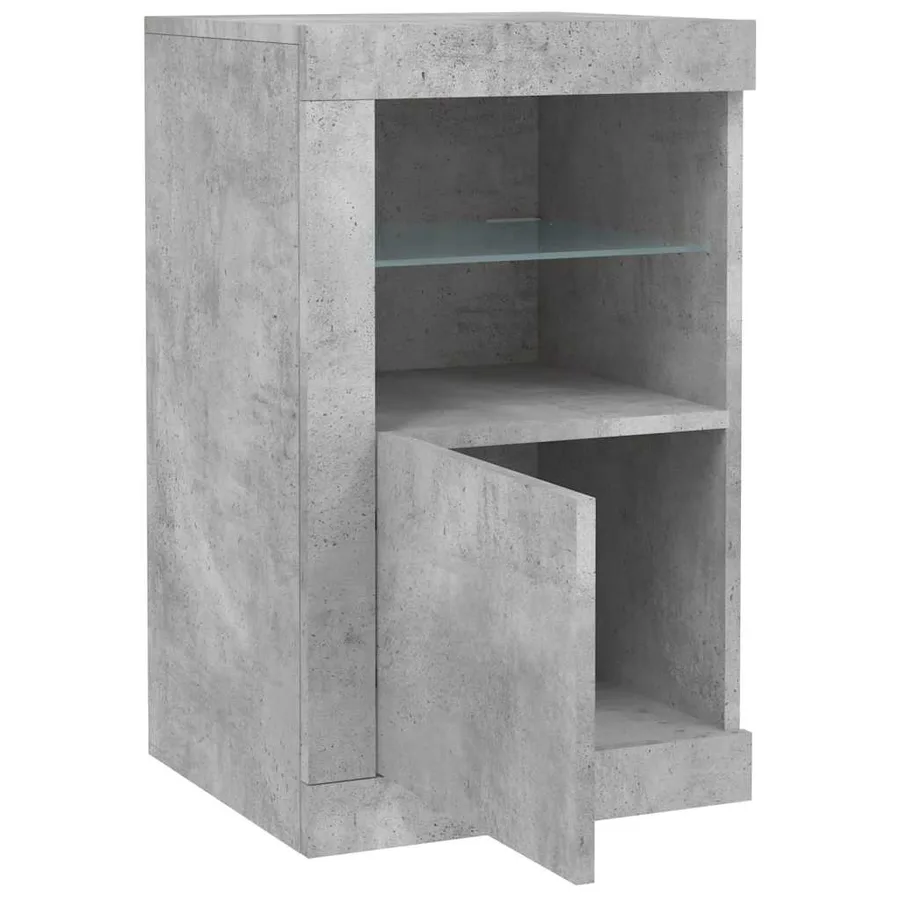 Armoire latérale avec lumières LED gris béton bois d'ingénierie - 6