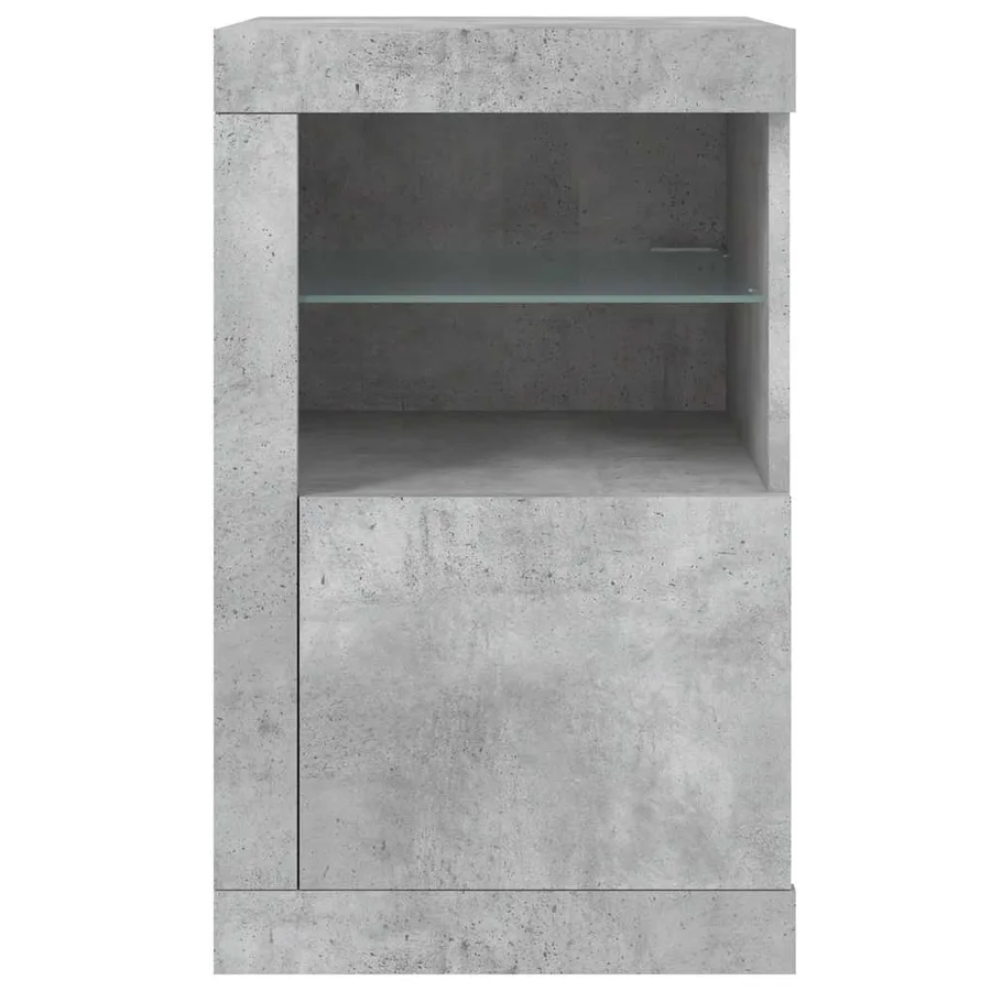 Armoire latérale avec lumières LED gris béton bois d'ingénierie - 7