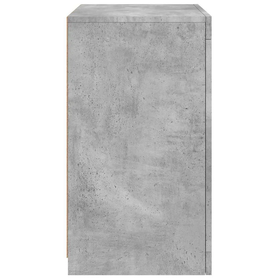 Armoire latérale avec lumières LED gris béton bois d'ingénierie - 8