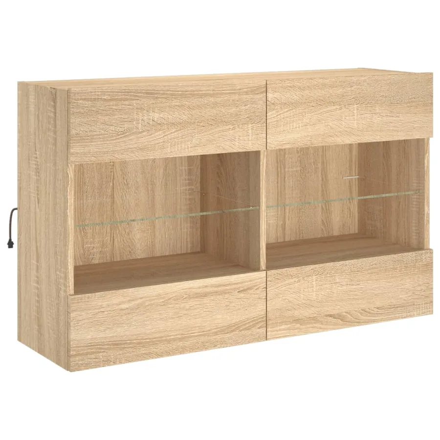 Meuble TV mural avec lumières LED chêne sonoma 98,5x30x60,5 cm - 3