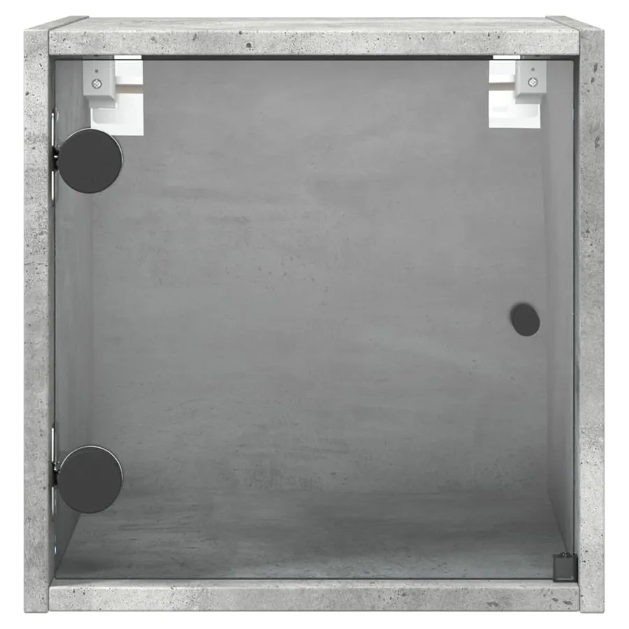Table de chevet avec porte en verre gris béton 35x37x35 cm - 6
