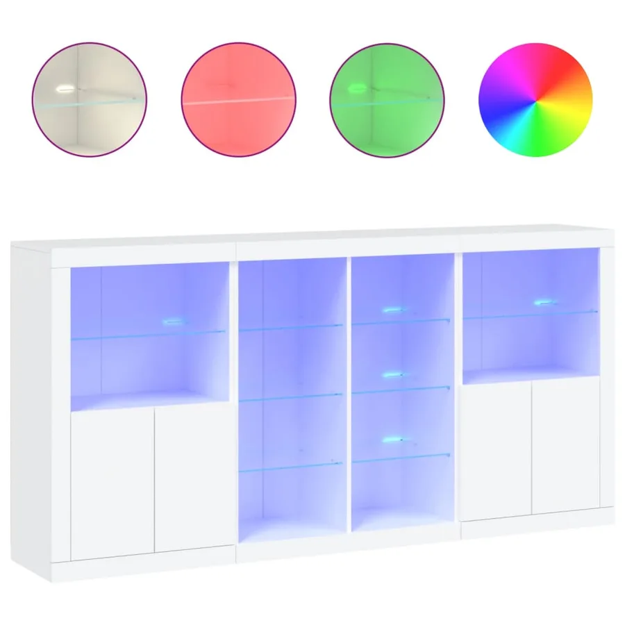 Buffet avec lumières LED blanc 202x37x100 cm - 2