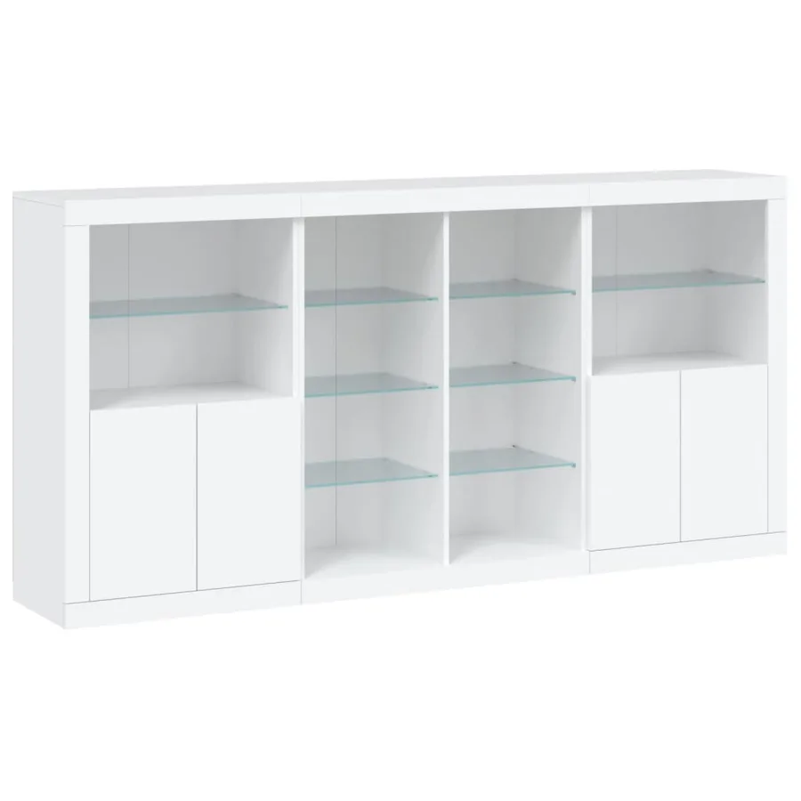 Buffet avec lumières LED blanc 202x37x100 cm - 3