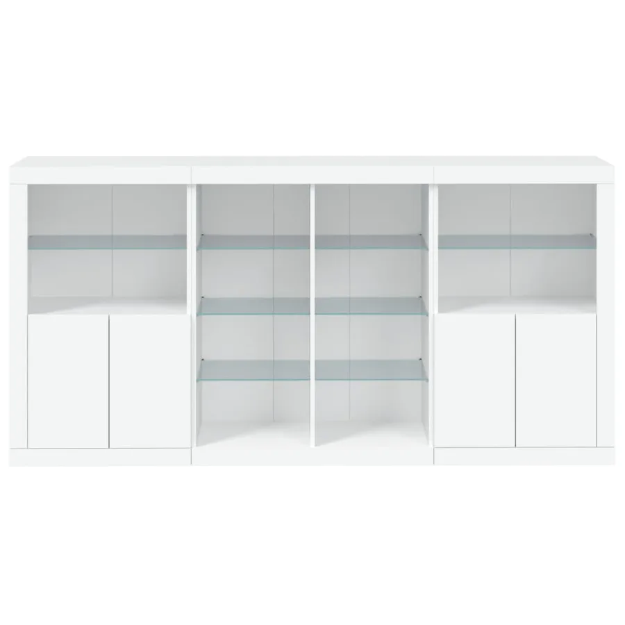Buffet avec lumières LED blanc 202x37x100 cm - 6