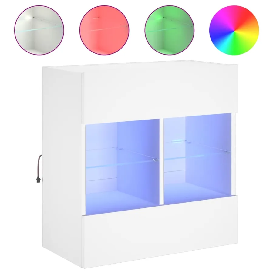 Meuble TV mural avec lumières LED blanc 58,5x30x60,5 cm - 2