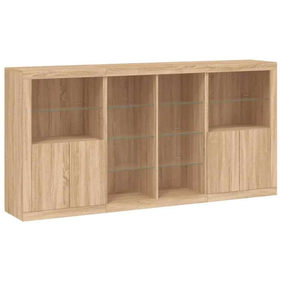 Buffet avec lumières LED chêne sonoma 202x37x100 cm - 3
