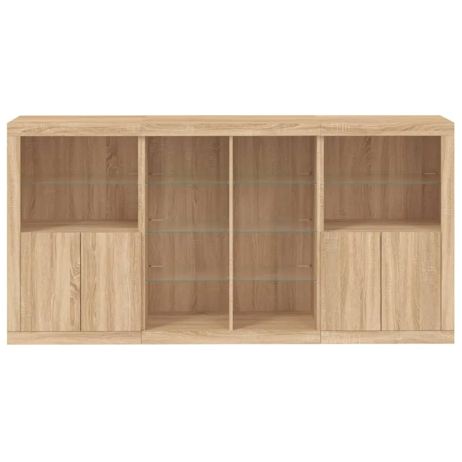 Buffet avec lumières LED chêne sonoma 202x37x100 cm - 6