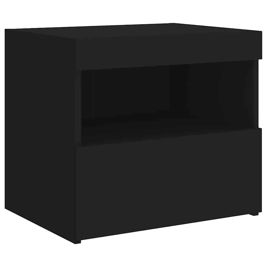 Table de chevet avec lumières LED noir 50x40x45 cm - 5
