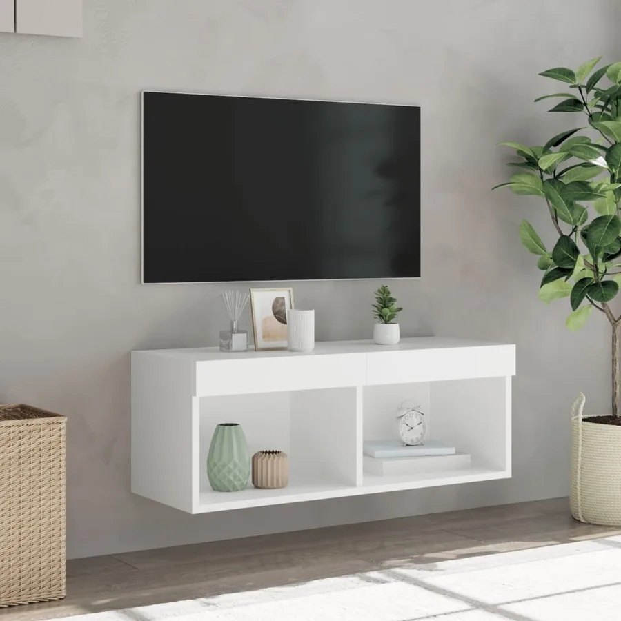 Meuble TV avec lumières LED blanc 80x30x30 cm - 5