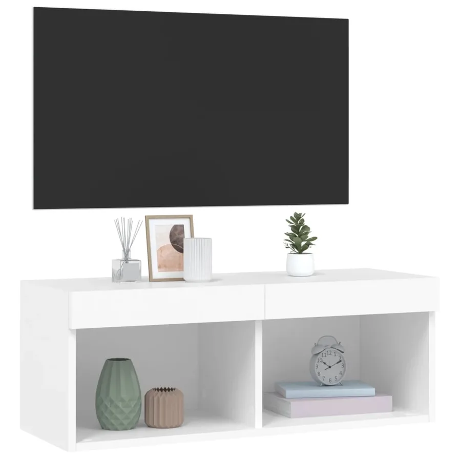 Meuble TV avec lumières LED blanc 80x30x30 cm - 6