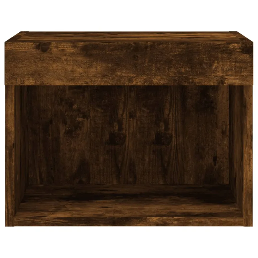 Tables de chevet murales avec lumières LED 2 pcs chêne fumé - 9