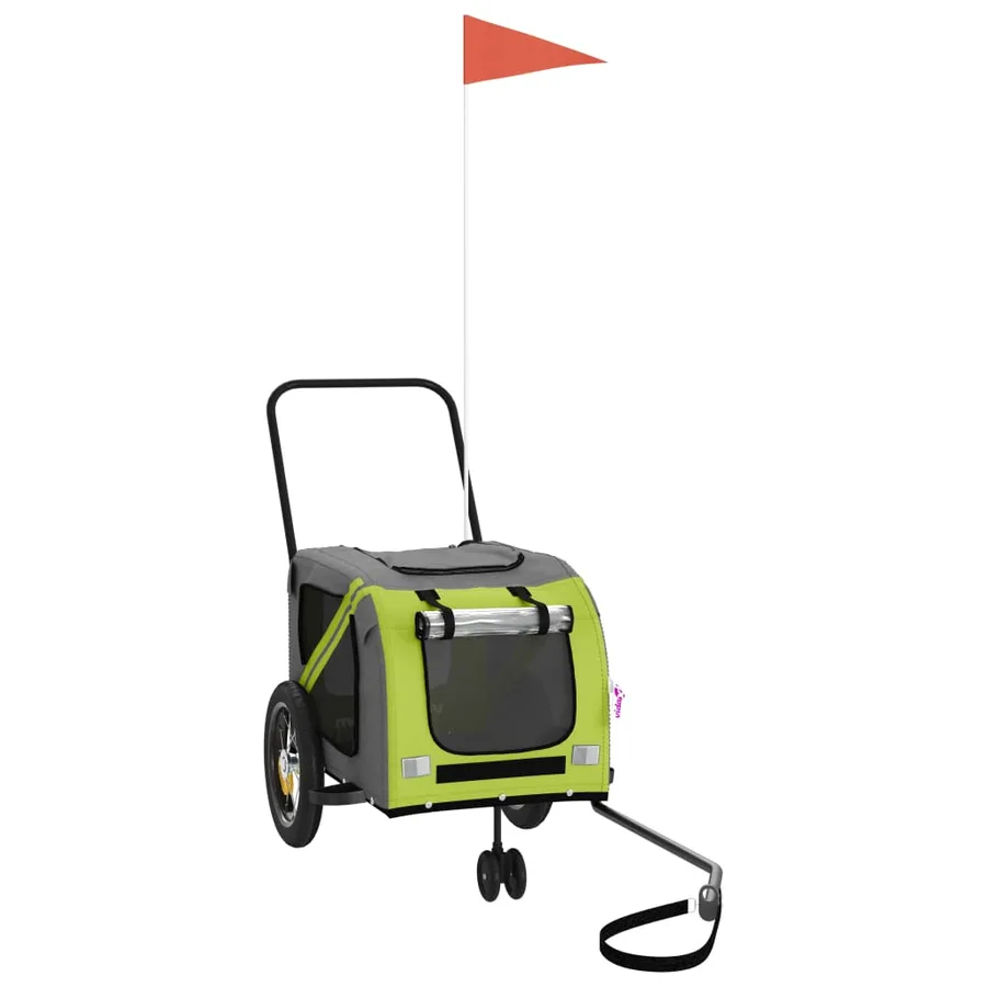 Remorque de vélo pour animaux de compagnie vert et noir - 2