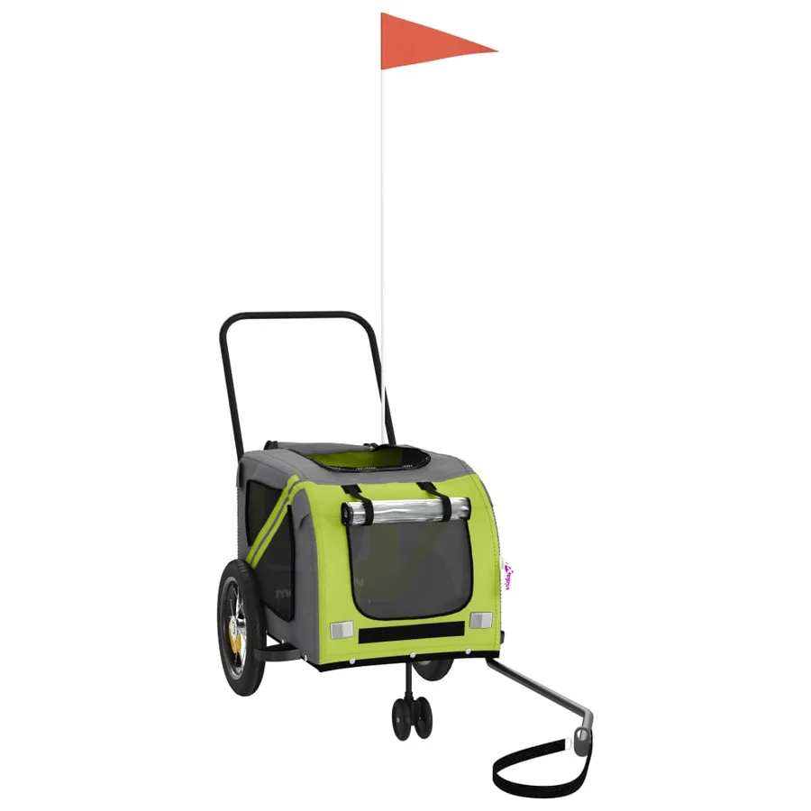 Remorque de vélo pour animaux de compagnie vert et noir - 3