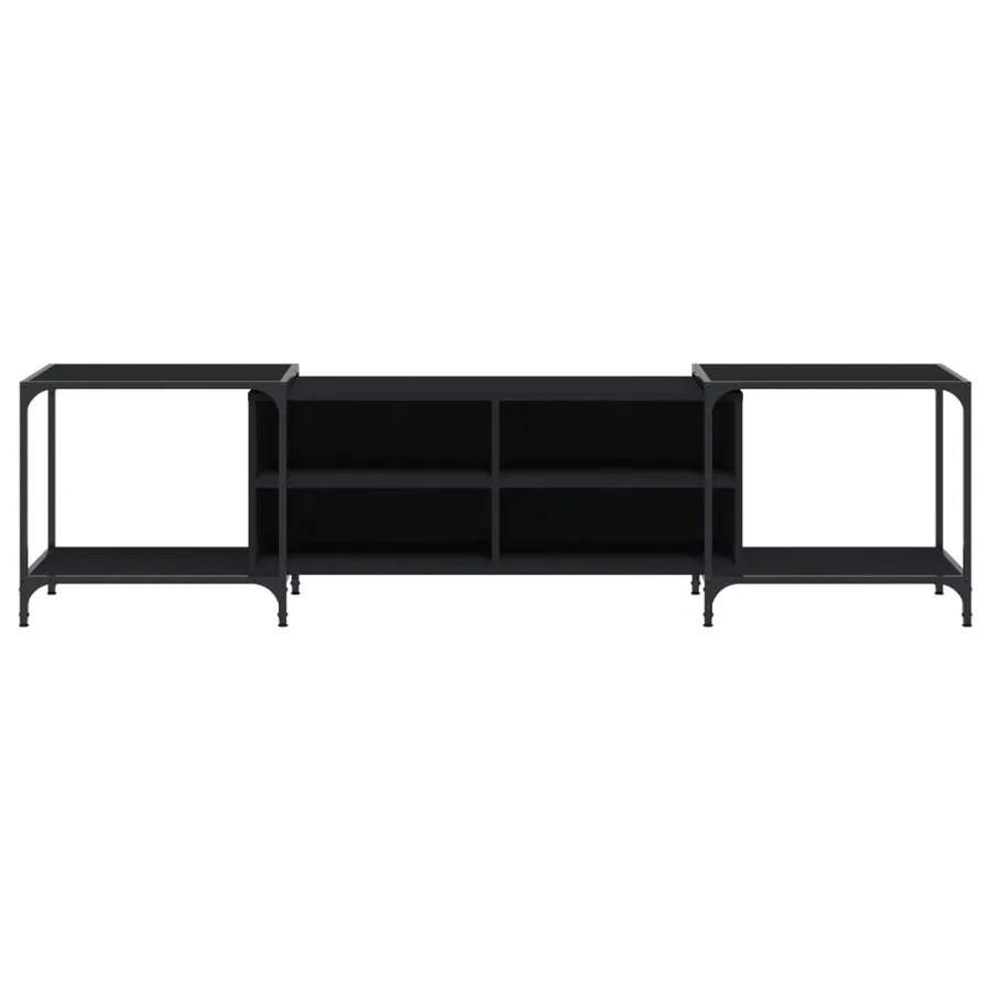 Meuble TV noir 203x37x50 cm bois d'ingénierie - 4