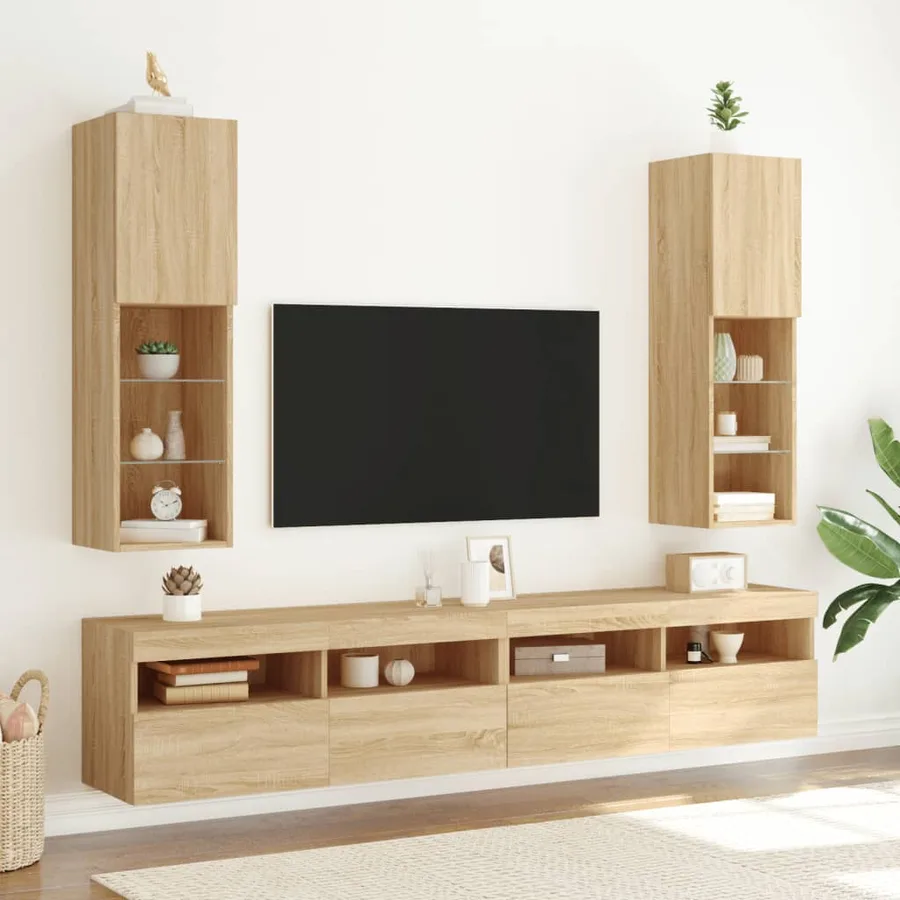 Meuble TV avec lumières LED chêne sonoma 30,5x30x102 cm - 3