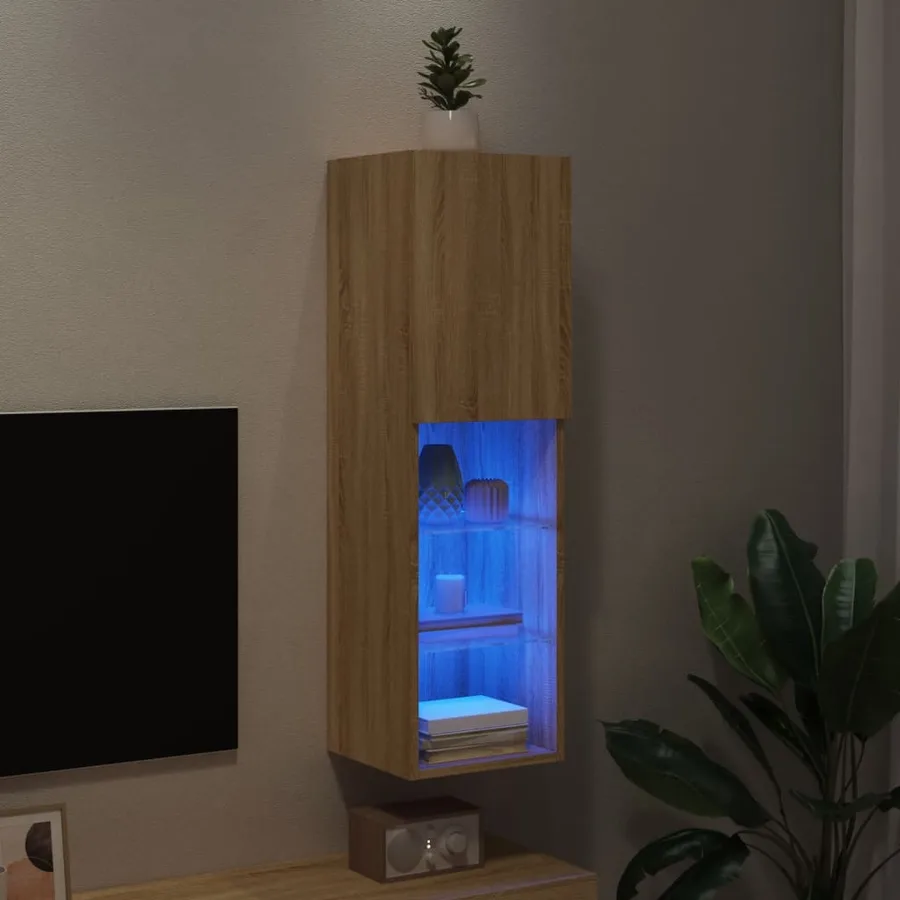 Meuble TV avec lumières LED chêne sonoma 30,5x30x102 cm - 5