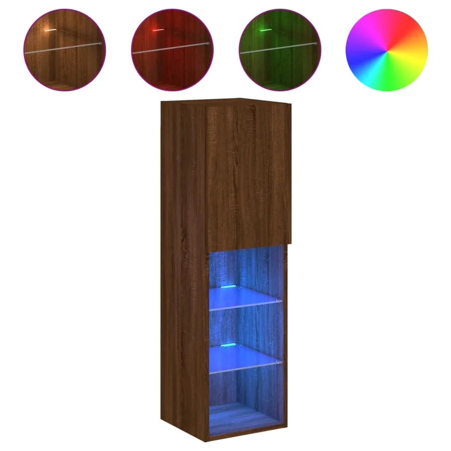 Meuble TV avec lumières LED chêne marron 30,5x30x102 cm - 2