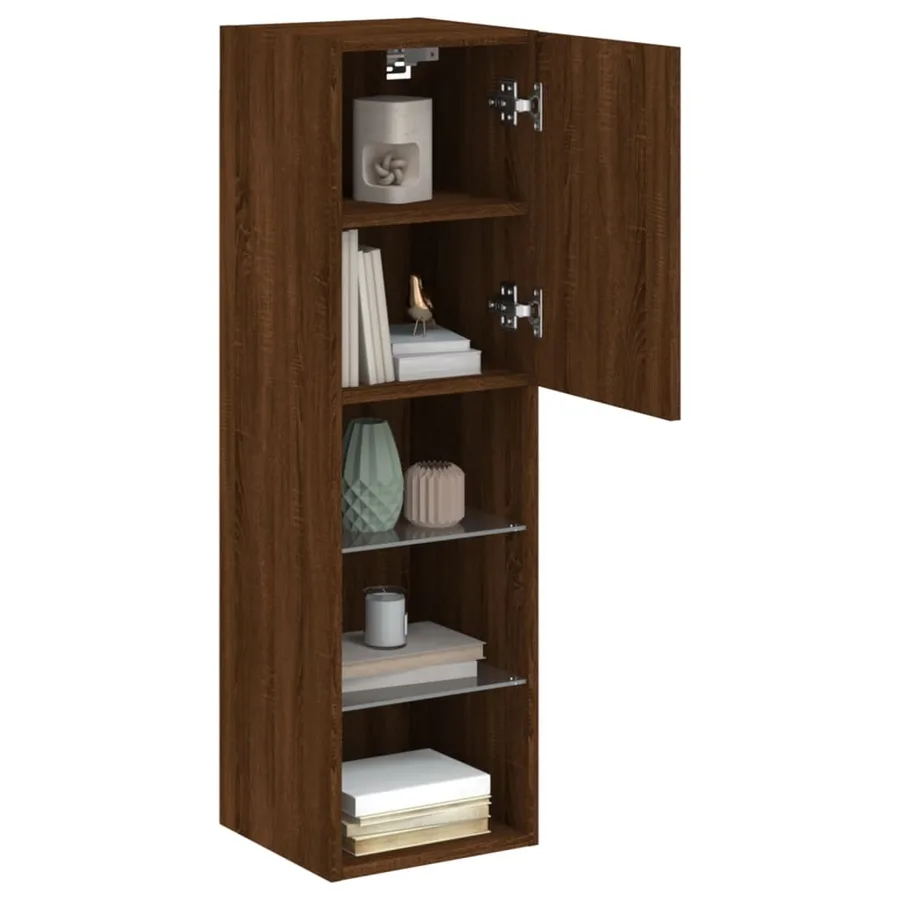 Meuble TV avec lumières LED chêne marron 30,5x30x102 cm - 6