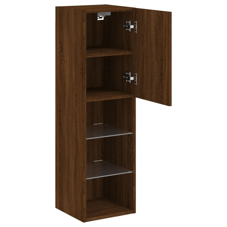 Meuble TV avec lumières LED chêne marron 30,5x30x102 cm - 8