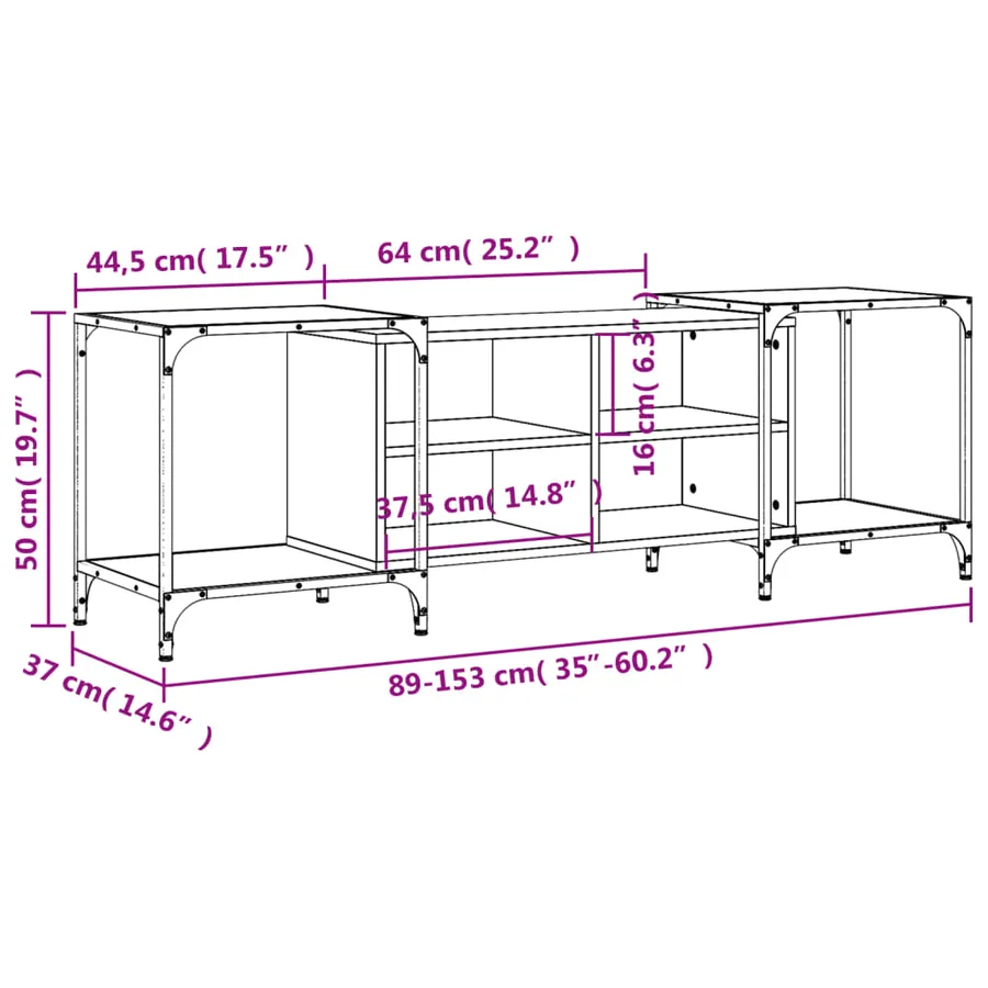 Meuble TV sonoma gris 153x37x50 cm bois d'ingénierie - 10